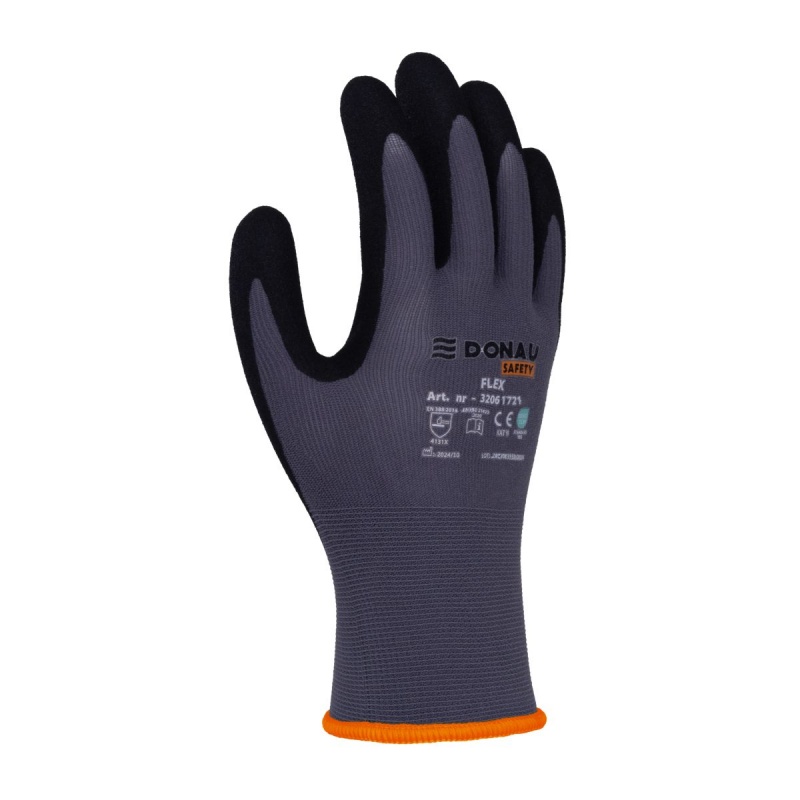 Rękawice DONAU SAFETY Flex, kat. II, rozm. 8, szare - obrazek 2