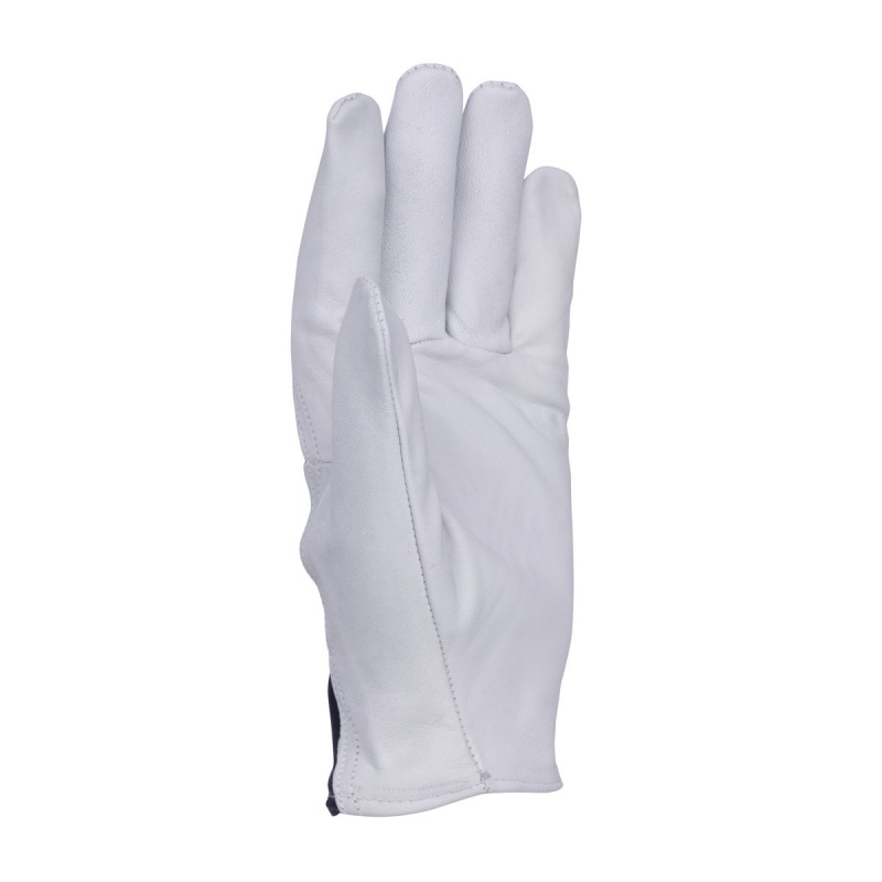 Rękawice robocze DONAU SAFETY DS-TECHGOAT, skóra kozia, ściągacz, rozm. 7/S, biało-granatowe - obrazek 3