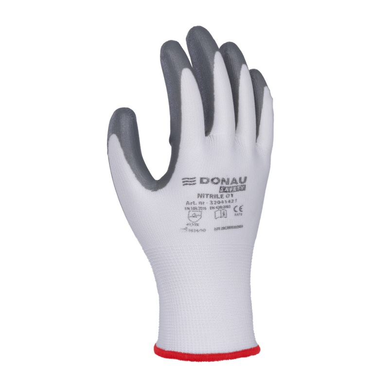 Rękawice DONAU SAFETY Nitrile 01, kat. II, rozm. 7, szare - obrazek 2