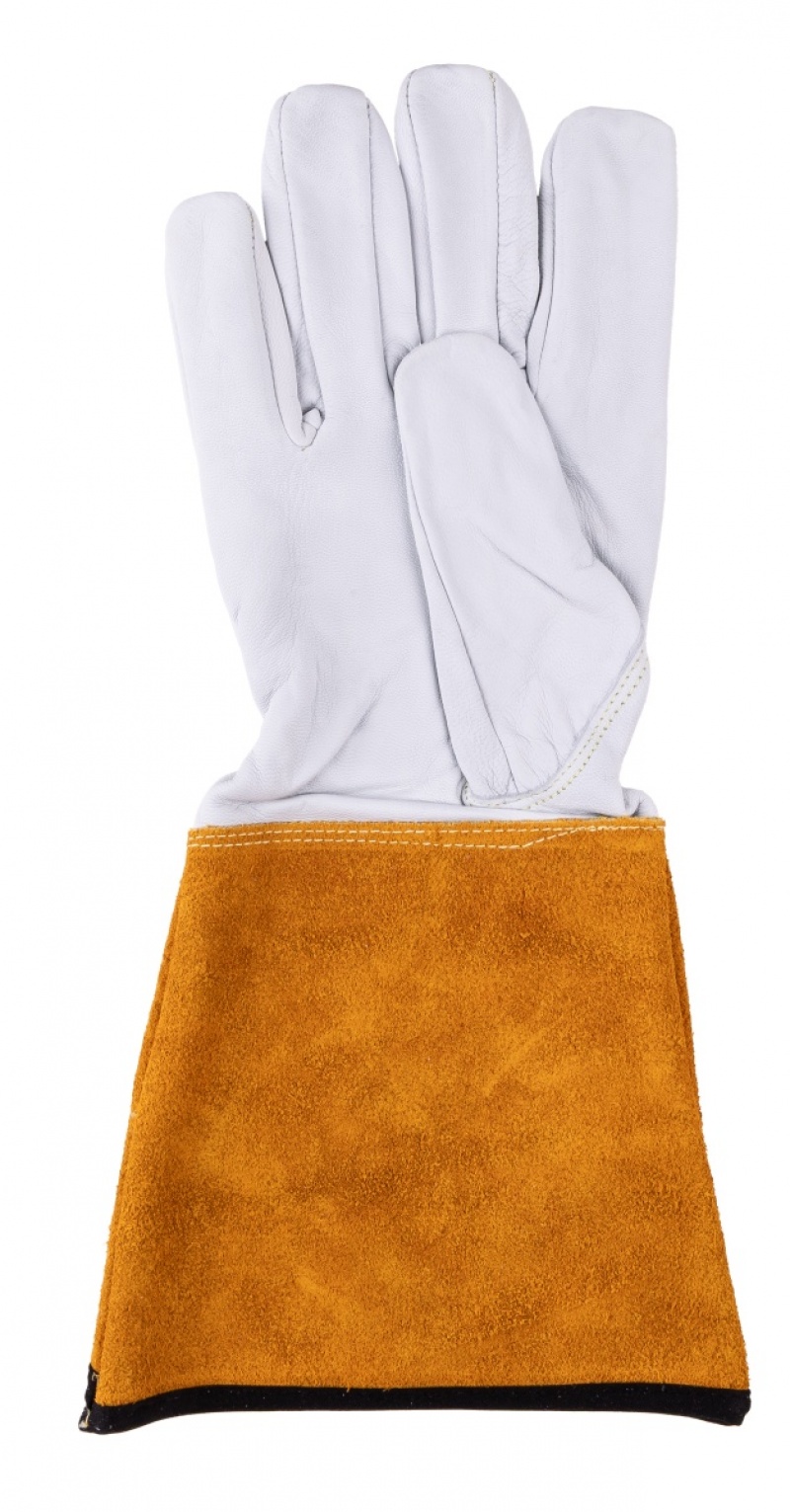 Rękawice spawalnicze DONAU SAFETY DS-KEV WELTIG, kevlar, skóra kozia, rozm. 9/L, biało-złote - obrazek 7